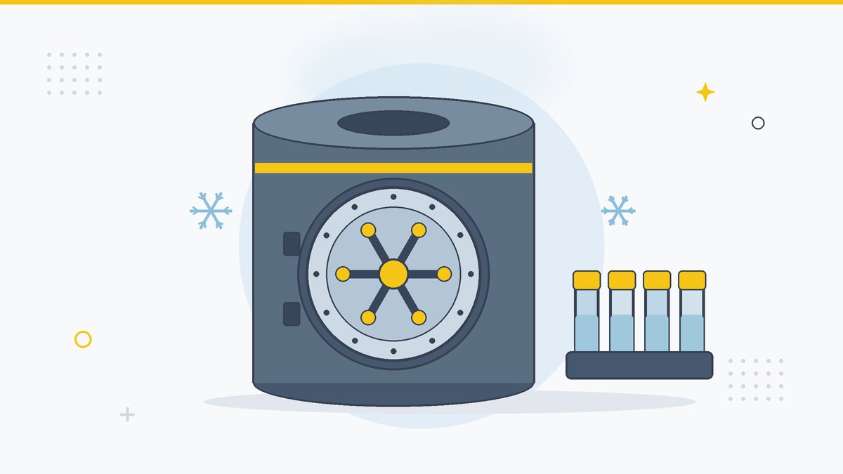 Illustrazione: contenitore criogenico a forma di caveau