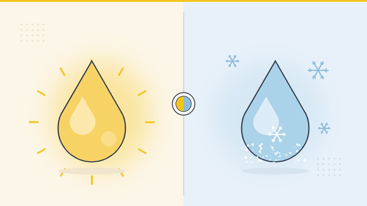 Illustrazione: goccia calda e goccia fredda con brina a confronto