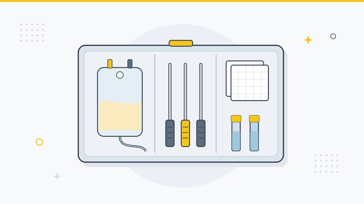 Illustrazione: vassoio con kit sterile per il prelievo