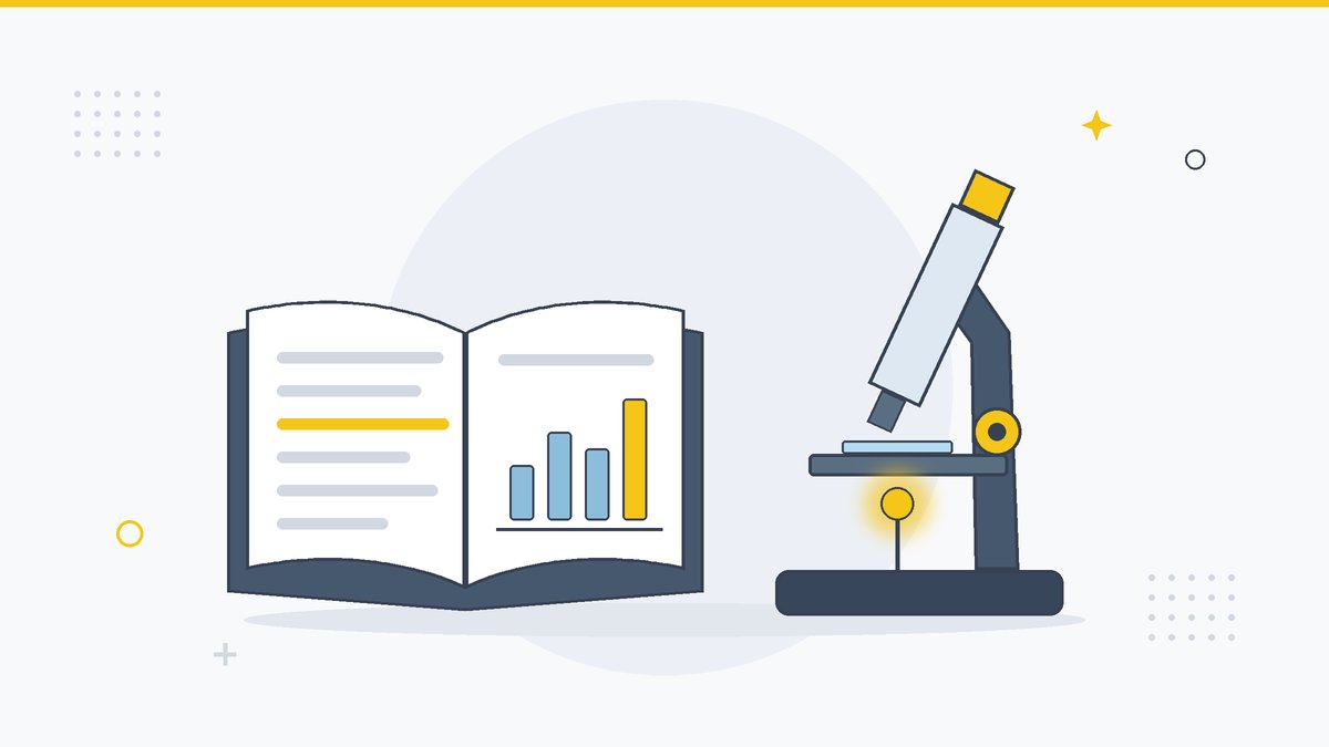 Illustrazione: libro aperto con grafico e microscopio