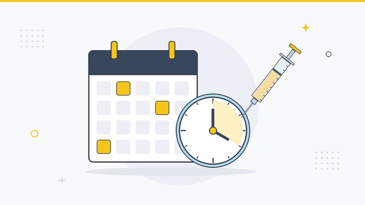 Illustrazione: calendario, orologio e siringa
